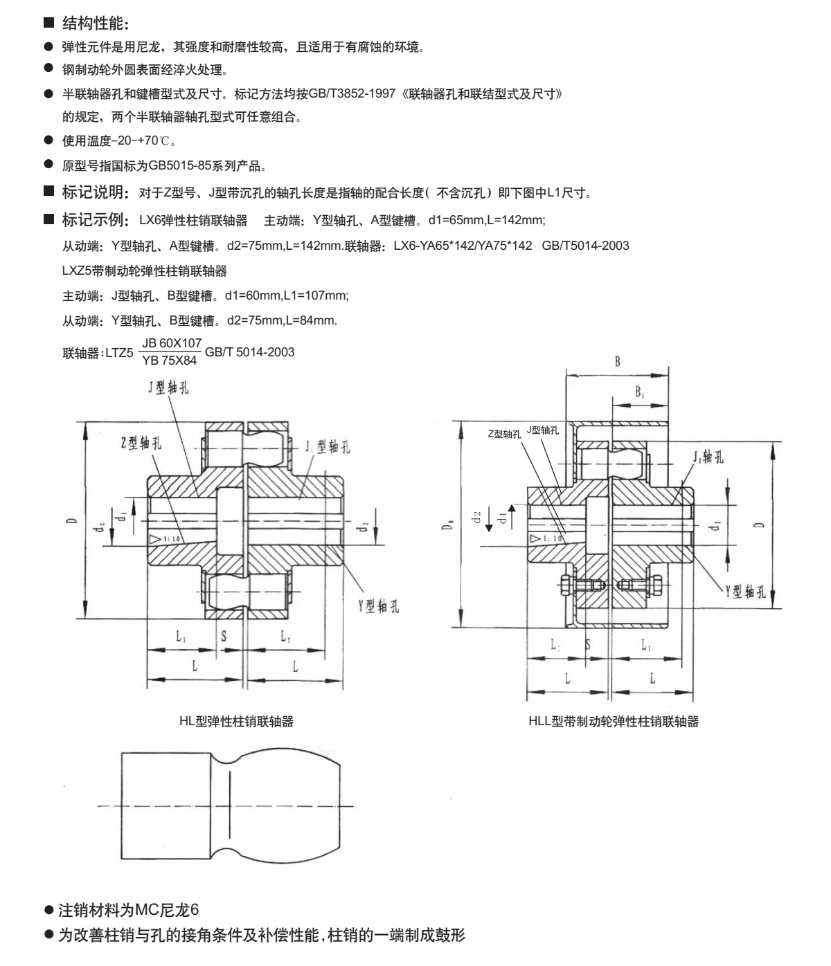 LX(HL)型彈性柱銷聯軸器產品規格圖