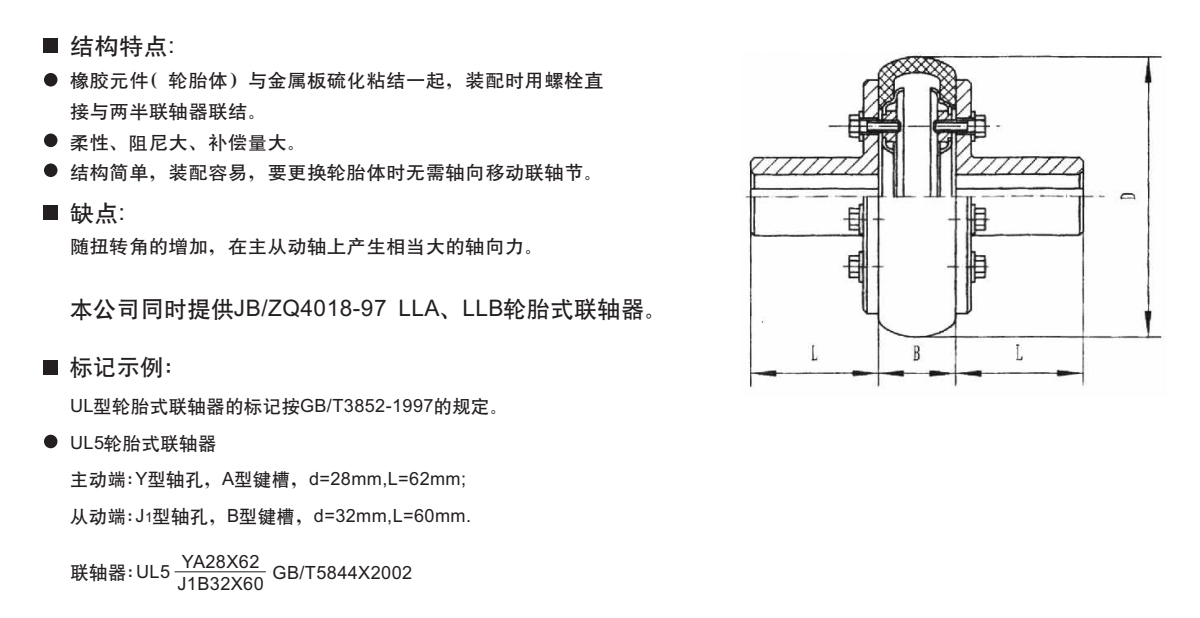 UL型輪胎聯軸器產品規格圖